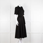 Me + Em Black Belted Midi Shirt Dress