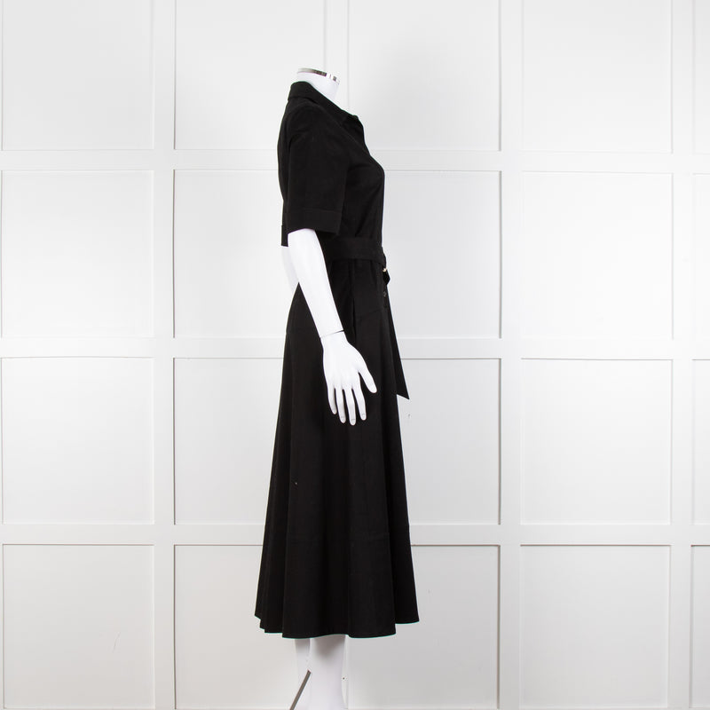 Me + Em Black Belted Midi Shirt Dress