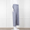Club Monaco Blue Wide Leg Chambray Wide Leg Trousers with Covered Button Detailing