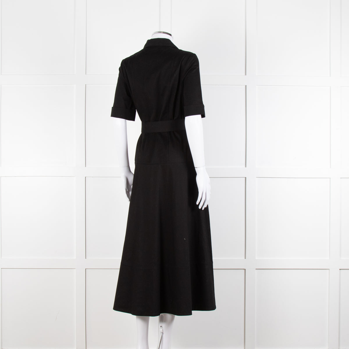 Me + Em Black Belted Midi Shirt Dress