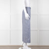 Club Monaco Blue Wide Leg Chambray Wide Leg Trousers with Covered Button Detailing