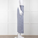 Club Monaco Blue Wide Leg Chambray Wide Leg Trousers with Covered Button Detailing