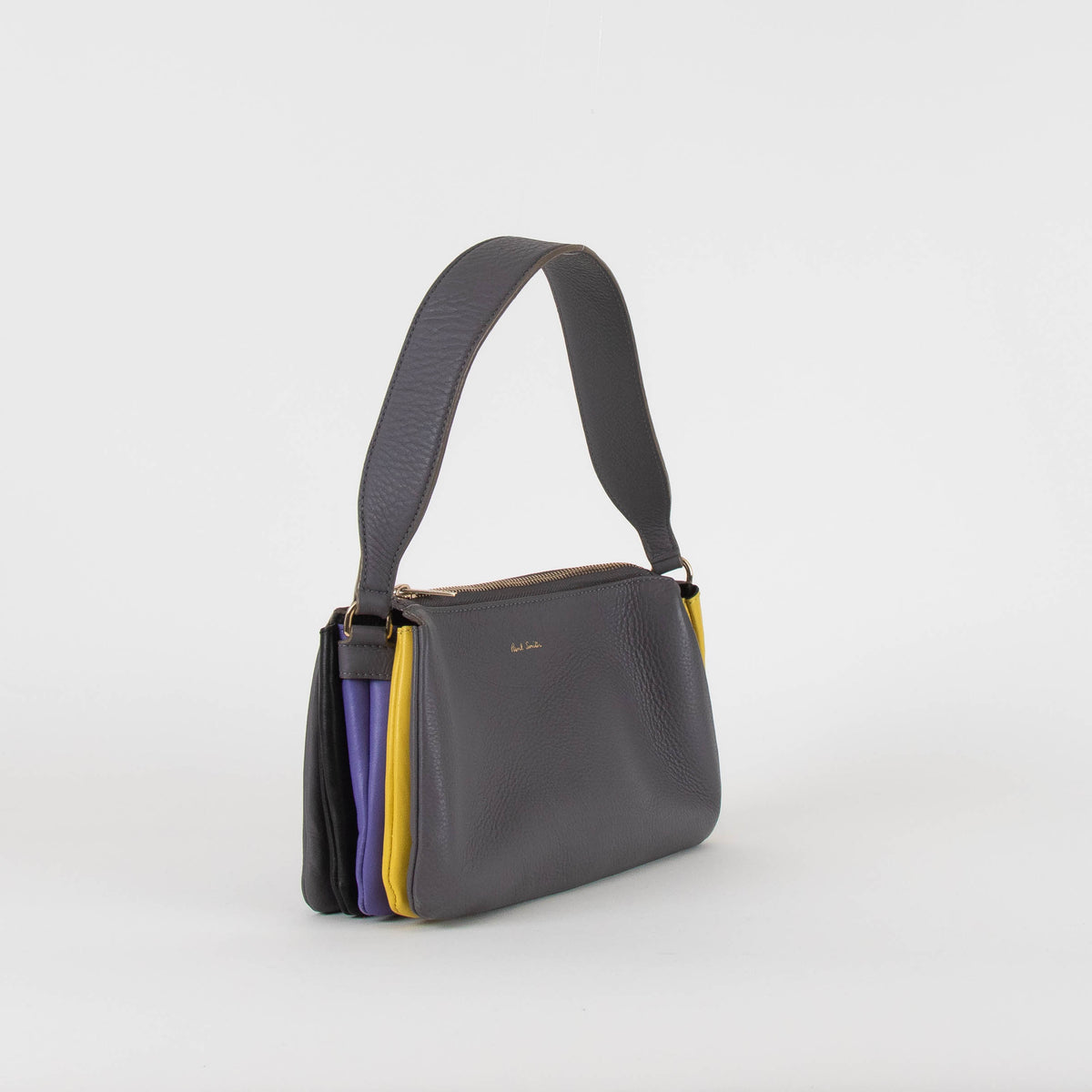 Paul Smith Grey Yellow Purple Soft Pochette Bag