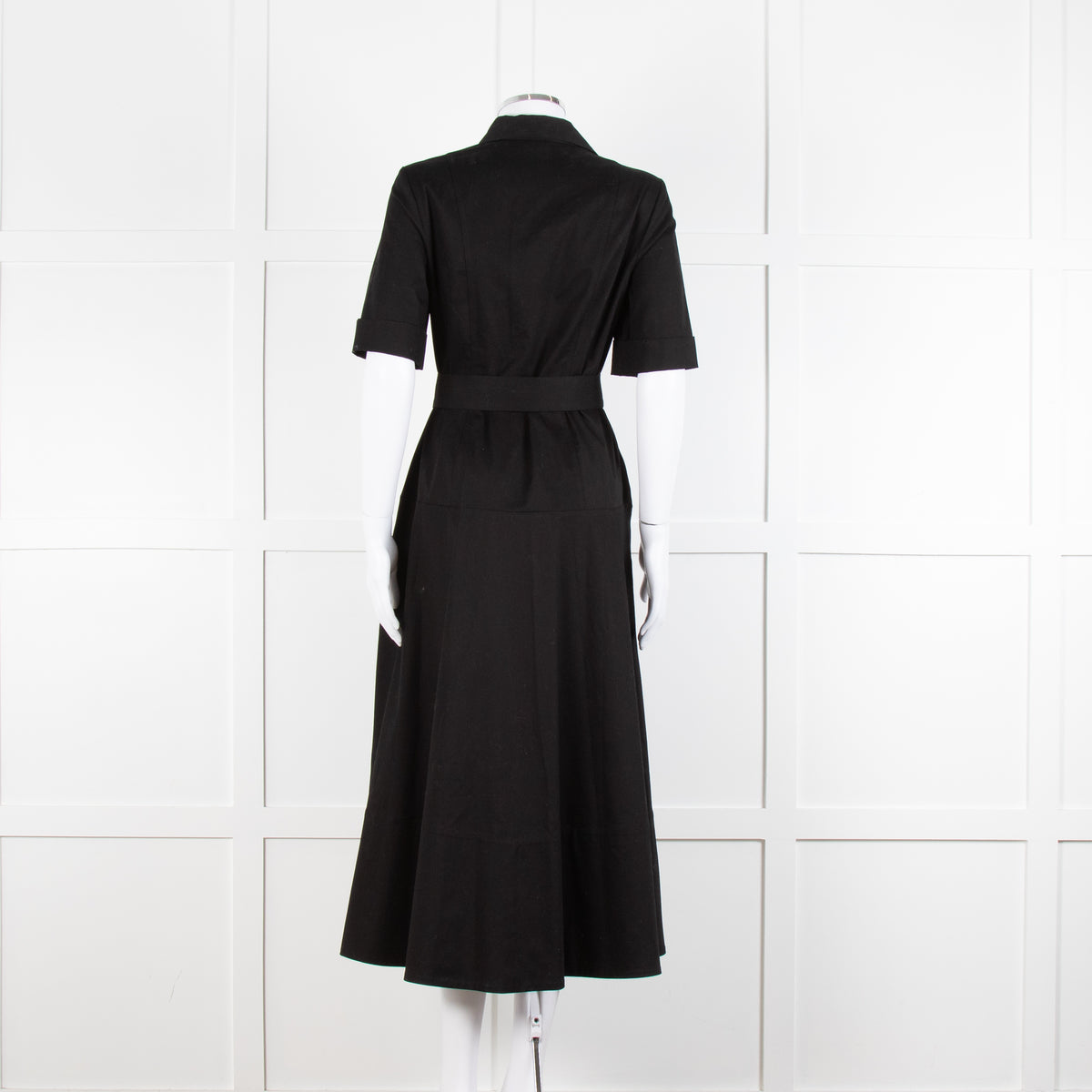 Me + Em Black Belted Midi Shirt Dress