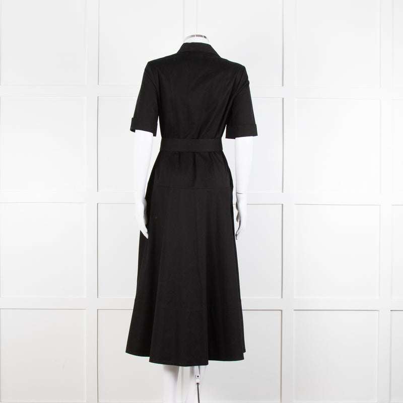 Me + Em Black Belted Midi Shirt Dress