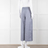 Club Monaco Blue Wide Leg Chambray Wide Leg Trousers with Covered Button Detailing