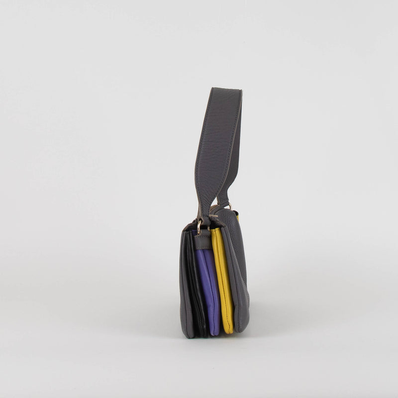 Paul Smith Grey Yellow Purple Soft Pochette Bag