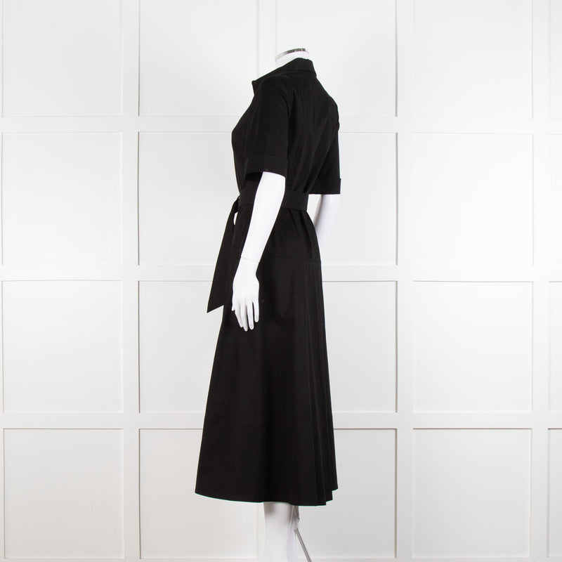 Me + Em Black Belted Midi Shirt Dress