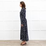 Rixo Black Madison Floral Tie Back Shirt Dress