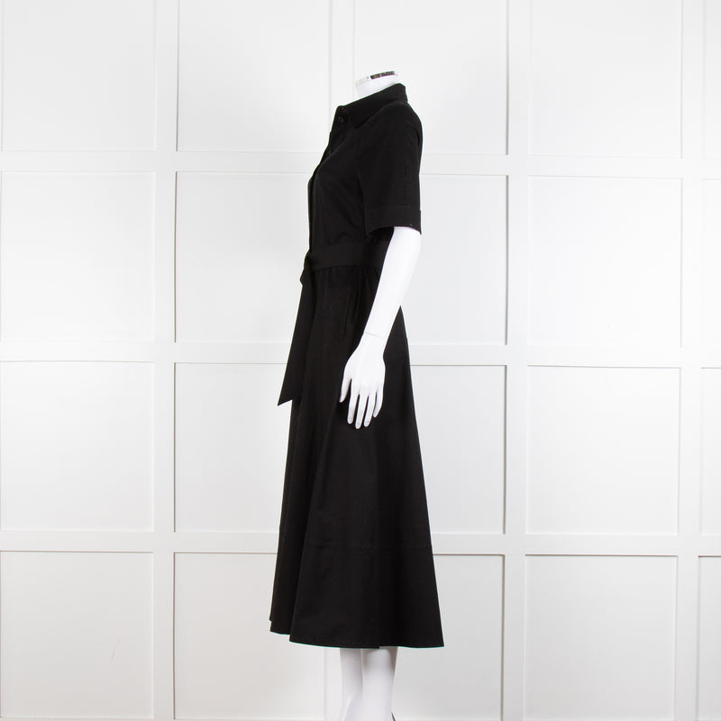 Me + Em Black Belted Midi Shirt Dress