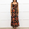 Rixo Black June Floral Square Neck Off Shoulder Midi Dress