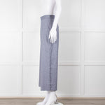 Club Monaco Blue Wide Leg Chambray Wide Leg Trousers with Covered Button Detailing