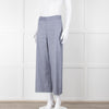 Club Monaco Blue Wide Leg Chambray Wide Leg Trousers with Covered Button Detailing