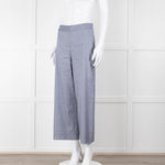 Club Monaco Blue Wide Leg Chambray Wide Leg Trousers with Covered Button Detailing