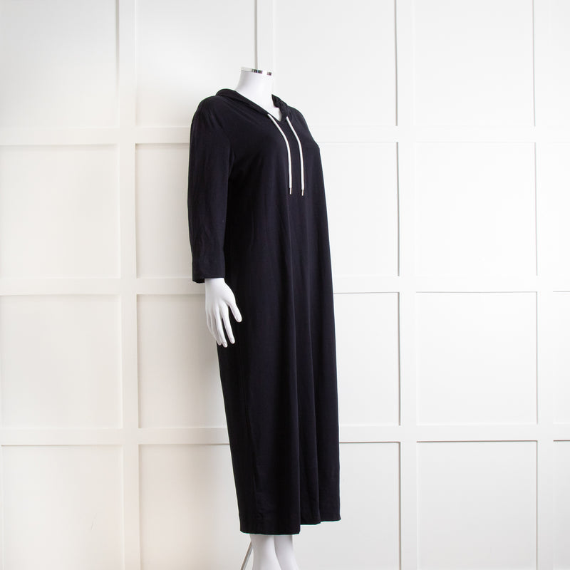 Max Mara Leisure Navy Maxi Stretch Cotton Hooded Maxi Dress