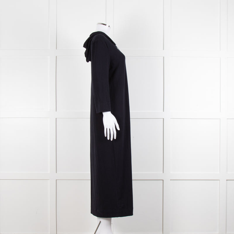 Max Mara Leisure Navy Maxi Stretch Cotton Hooded Maxi Dress