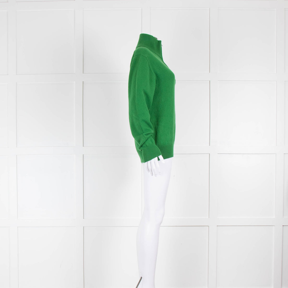 &DAUGHTER Quarter Zip Roll Neck Jumper In Green