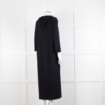 Max Mara Leisure Navy Maxi Stretch Cotton Hooded Maxi Dress