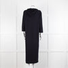 Max Mara Leisure Navy Maxi Stretch Cotton Hooded Maxi Dress