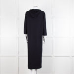 Max Mara Leisure Navy Maxi Stretch Cotton Hooded Maxi Dress