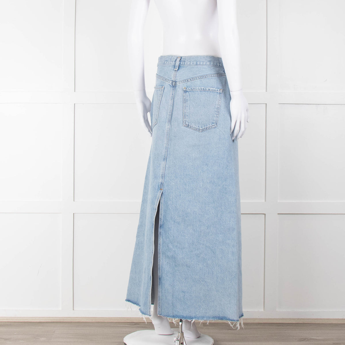 Agolde Pale Denim Midi Skirt with Split
