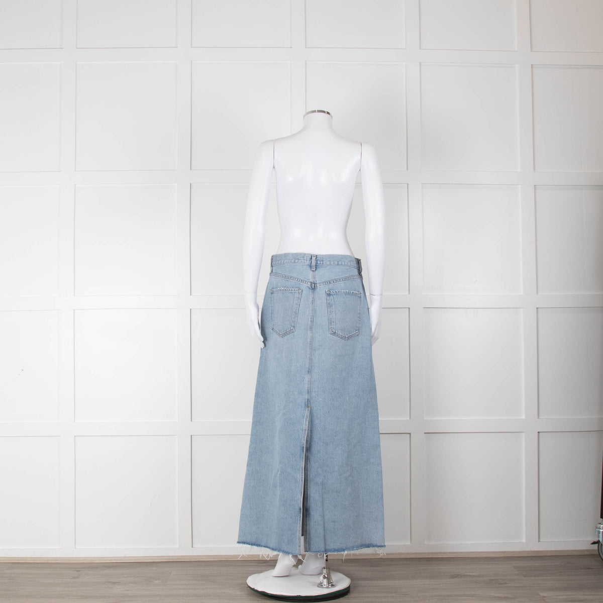 Agolde Pale Denim Midi Skirt with Split