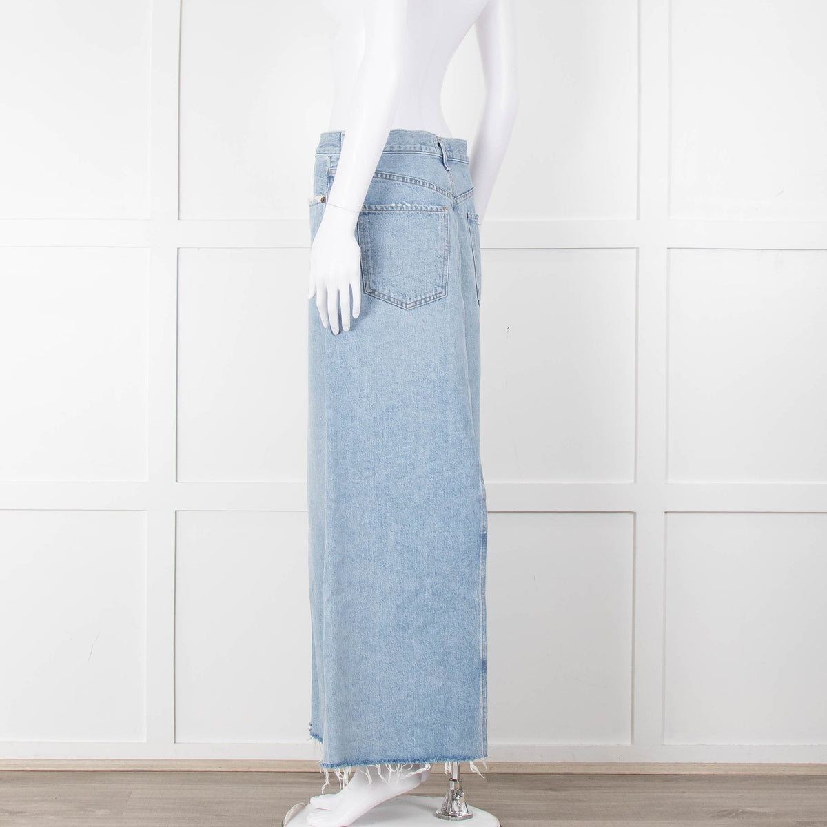 Agolde Pale Denim Midi Skirt with Split