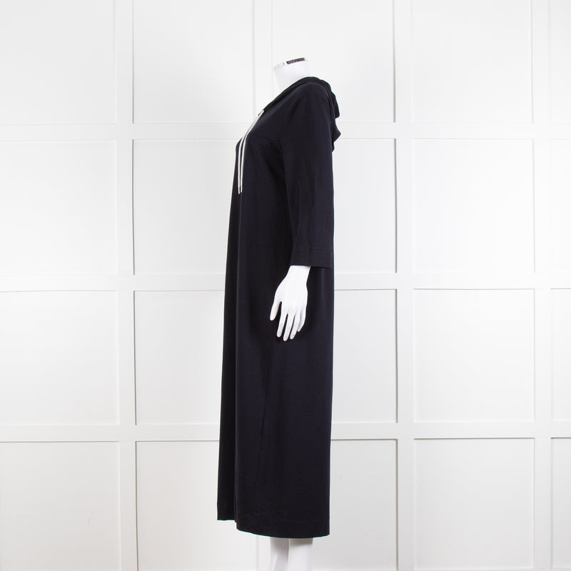 Max Mara Leisure Navy Maxi Stretch Cotton Hooded Maxi Dress