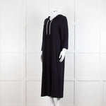 Max Mara Leisure Navy Maxi Stretch Cotton Hooded Maxi Dress