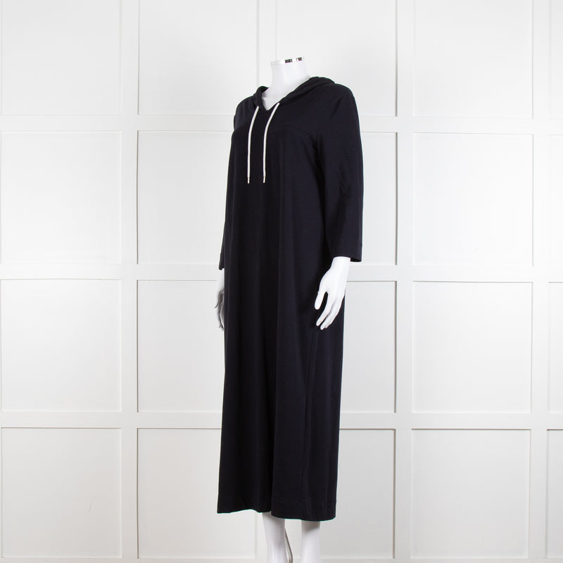 Max Mara Leisure Navy Maxi Stretch Cotton Hooded Maxi Dress