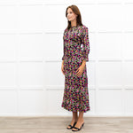 Wyse Black Sabine Floral  Spot Print Midi Dress