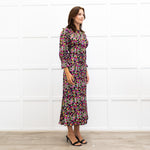 Wyse Black Sabine Floral  Spot Print Midi Dress