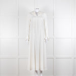 Jane Cream Cady Frill Neck Midi Dress