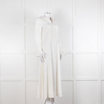 Jane Cream Cady Frill Neck Midi Dress