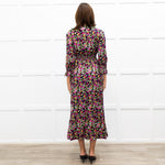 Wyse Black Sabine Floral  Spot Print Midi Dress