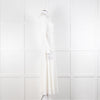 Jane Cream Cady Frill Neck Midi Dress