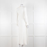 Jane Cream Cady Frill Neck Midi Dress
