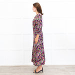 Wyse Black Sabine Floral  Spot Print Midi Dress