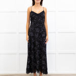 Me + Em Black Lace Trimmed Spotted Print Strappy Maxi Dress