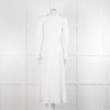 Jane Cream Cady Frill Neck Midi Dress