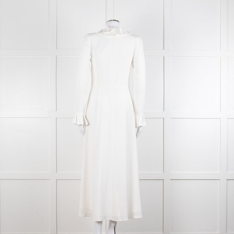 Jane Cream Cady Frill Neck Midi Dress