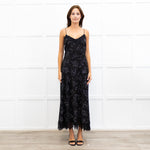 Me + Em Black Lace Trimmed Spotted Print Strappy Maxi Dress