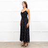 Me + Em Black Lace Trimmed Spotted Print Strappy Maxi Dress