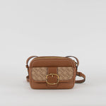 Carolina Herrera Tan Leather Cross Body Bag with Canvas Trim