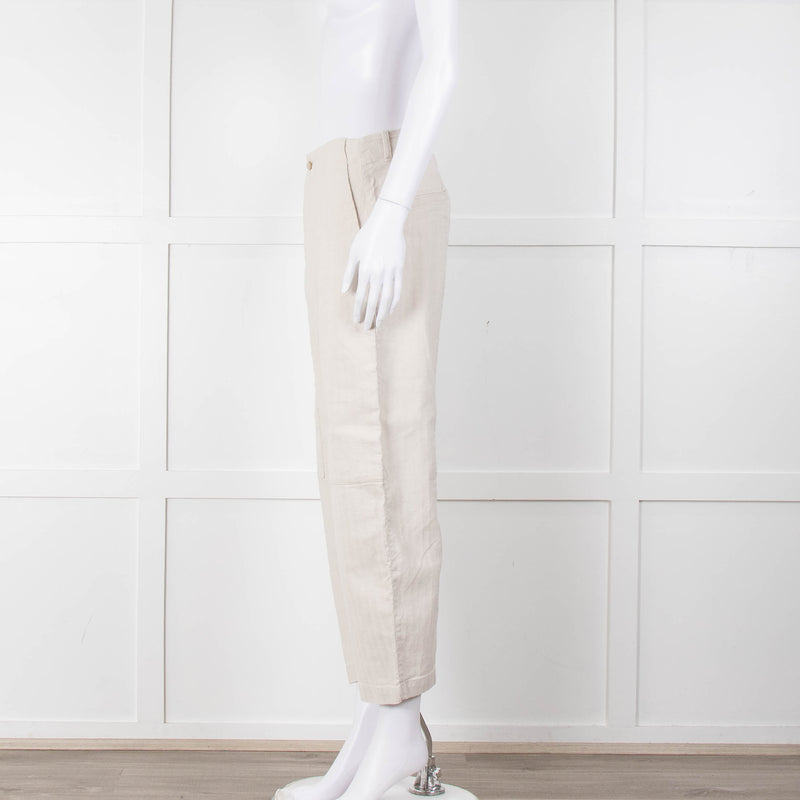 Transit Par Such Cream Twill Drop Crotch Trousers