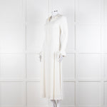 Jane Cream Cady Frill Neck Midi Dress
