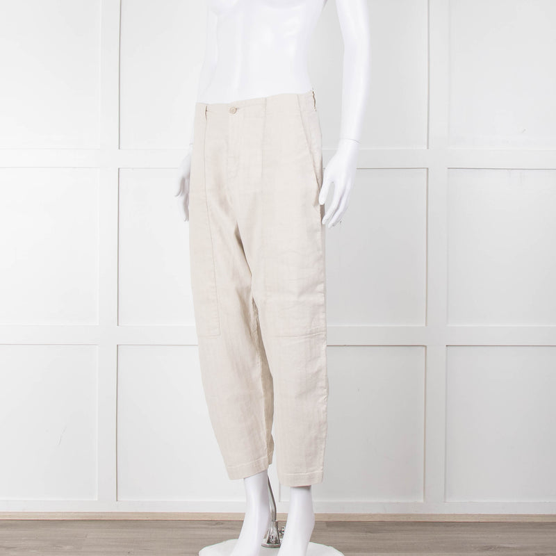Transit Par Such Cream Twill Drop Crotch Trousers