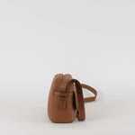 Carolina Herrera Tan Leather Cross Body Bag with Canvas Trim