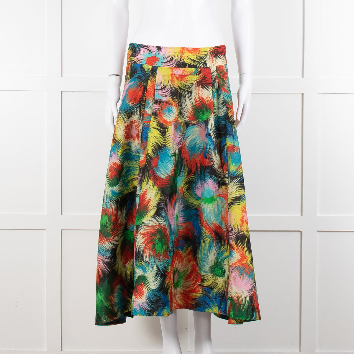 Essentiel Antwerp Blue, Red and Yellow Patterned Midi Skirt
