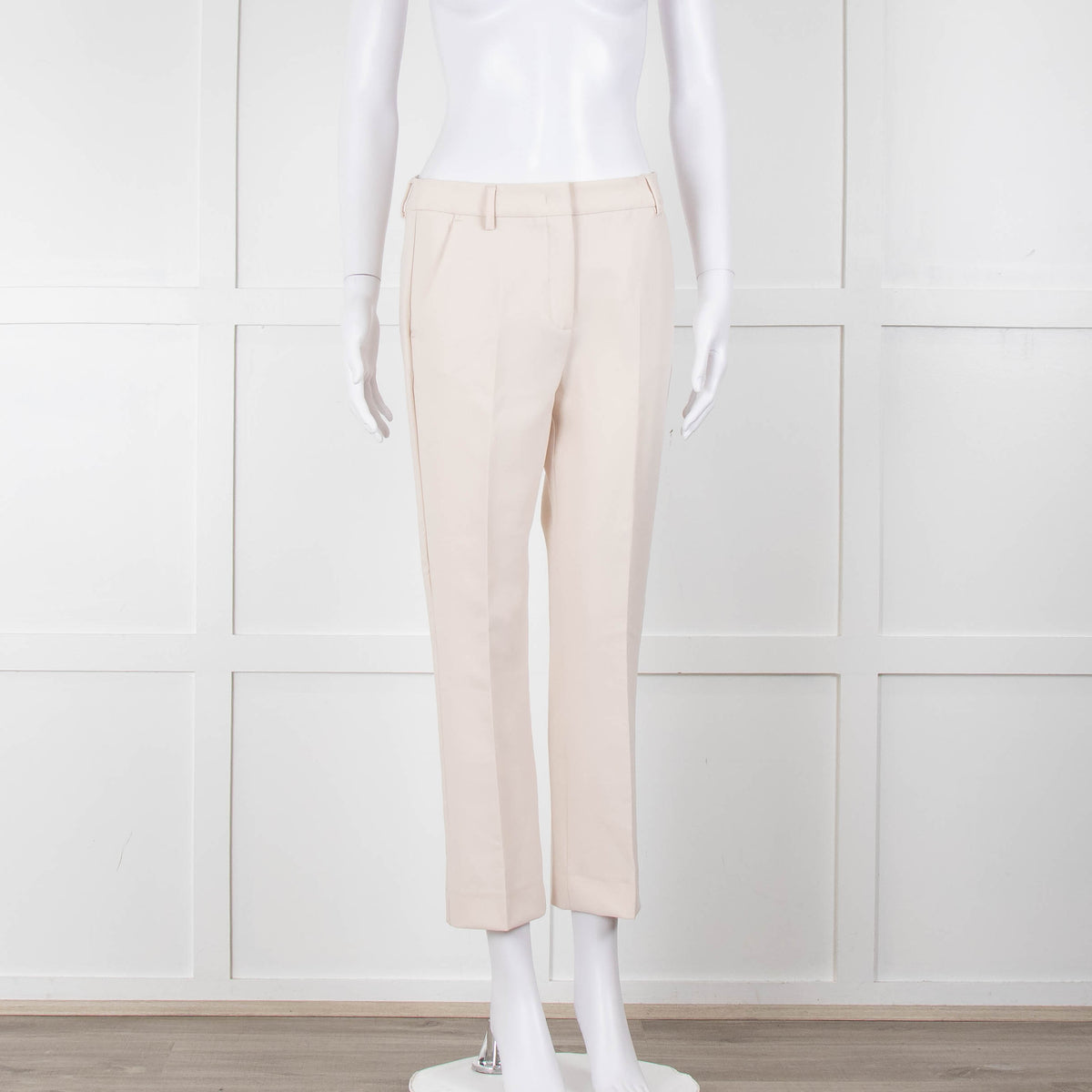 Weekend Maxmara Beige Soft Twill Cigarette Trousers